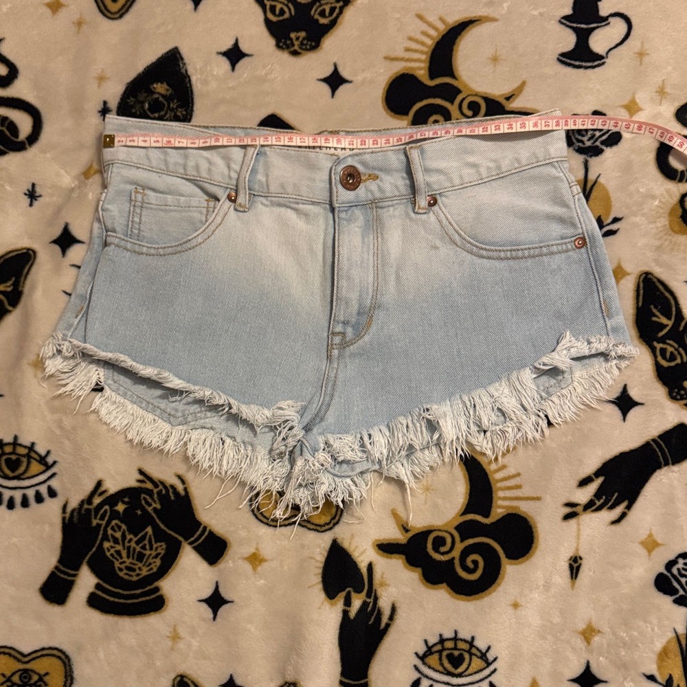 Pac Sun Bullhead Light Blue Frayed Jean Shorts